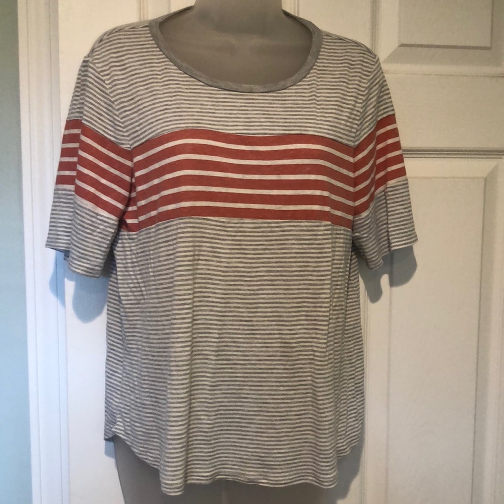 Eyeshadow Striped Tee-Shirt High-low